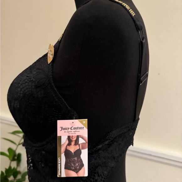 NEW Juicy Couture Intimates black Push Up Bra Sheer Lace Mesh Bodysuit 1X - Picture 5 of 11